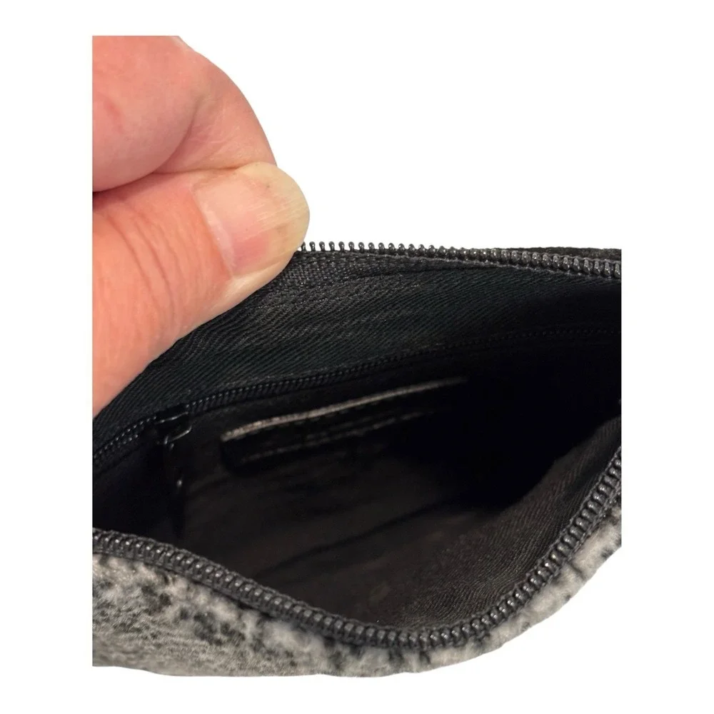 Fossil Crossbody Purse Black Suede Animal Print Fringe‎ Inside Zipper Pocket